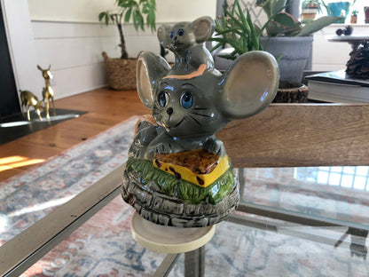 Vintage Ceramic Musical Rotating Mouse Mice Music Box, Ceramic Musical Child's Toy - Loom Vintage