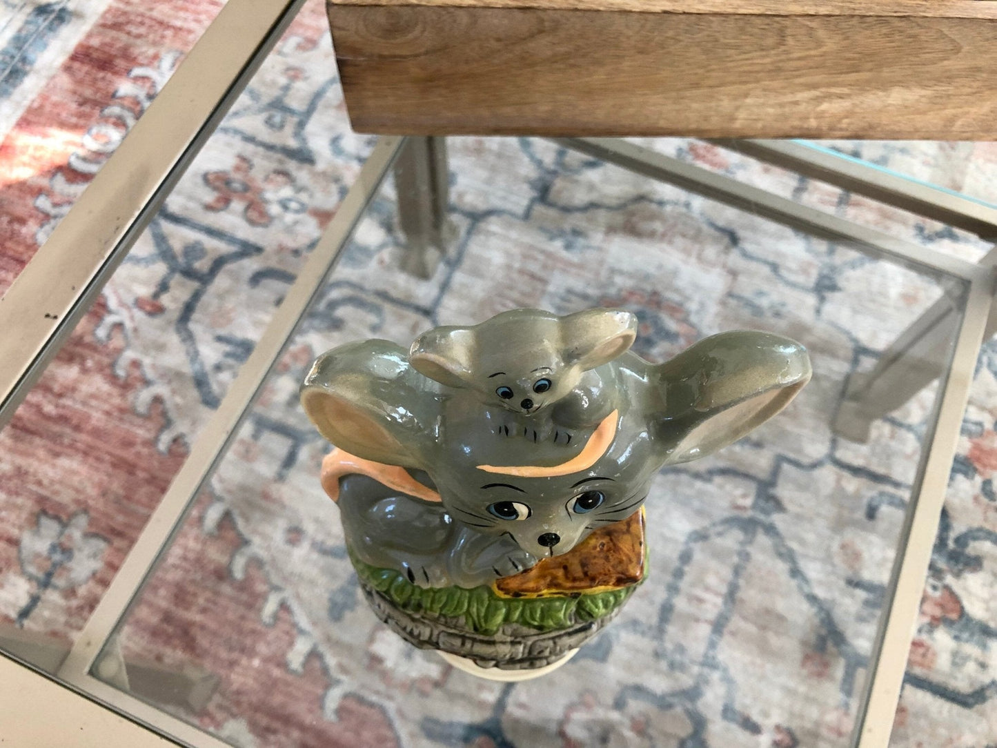 Vintage Ceramic Musical Rotating Mouse Mice Music Box, Ceramic Musical Child's Toy - Loom Vintage