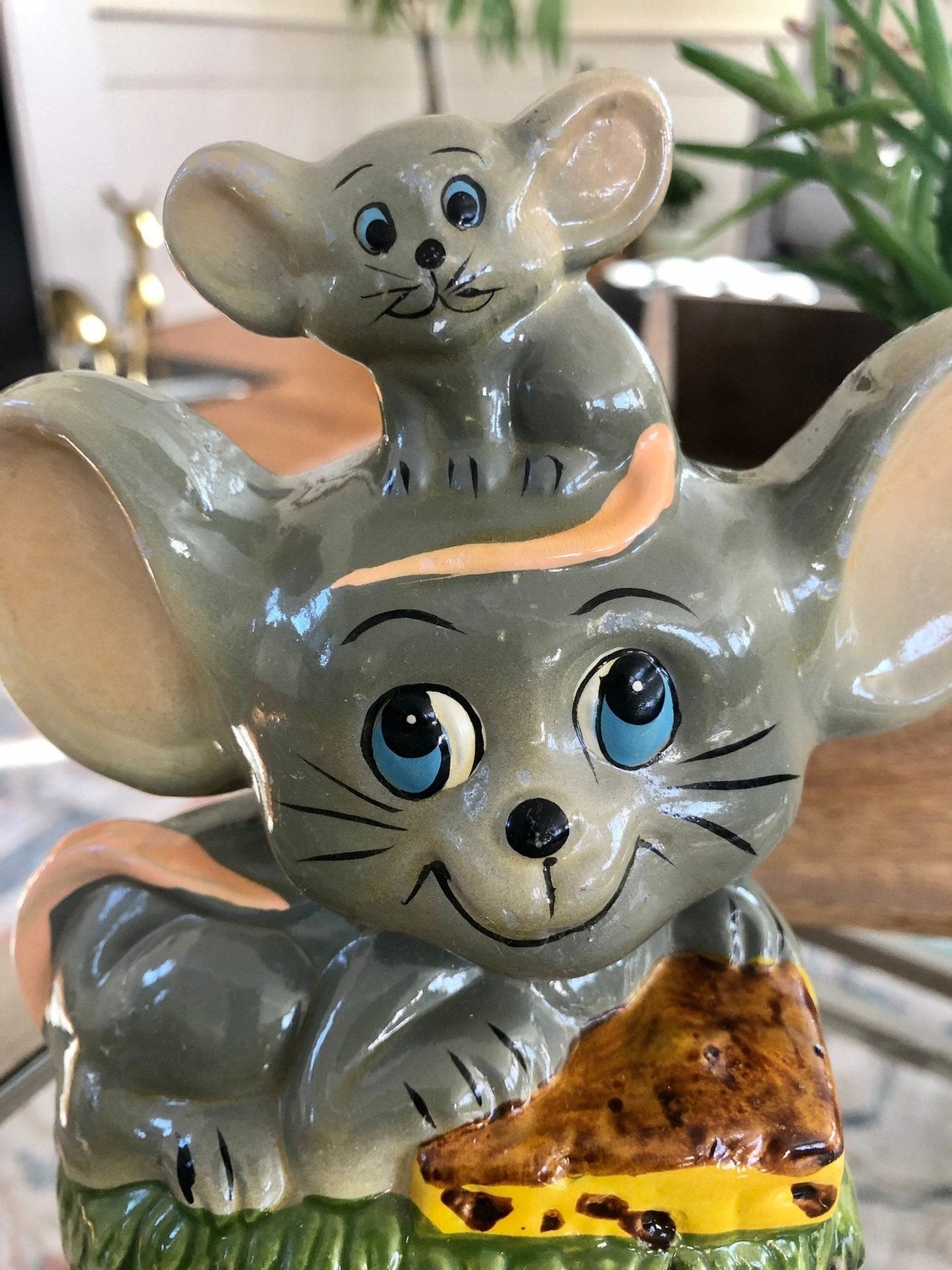 Vintage Ceramic Musical Rotating Mouse Mice Music Box, Ceramic Musical Child's Toy - Loom Vintage