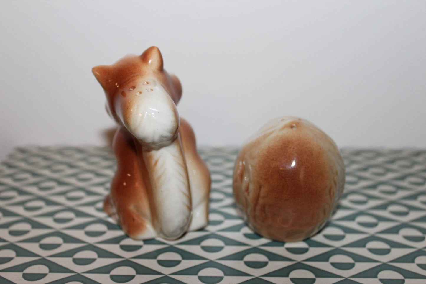 Vintage Ceramic Squirrel And Nut Salt And Pepper Shaker Set From The 1950's - Loom Vintage