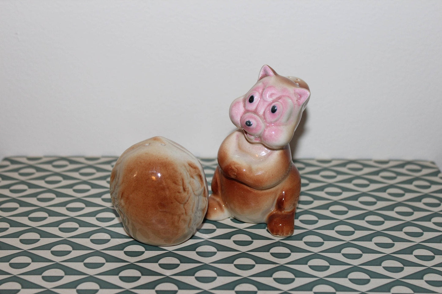 Vintage Ceramic Squirrel And Nut Salt And Pepper Shaker Set From The 1950's - Loom Vintage