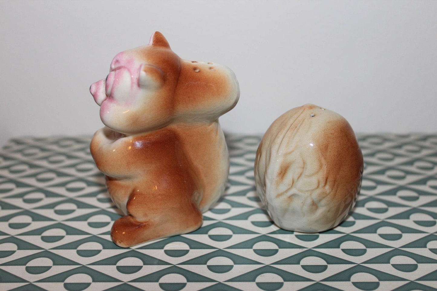 Vintage Ceramic Squirrel And Nut Salt And Pepper Shaker Set From The 1950's - Loom Vintage