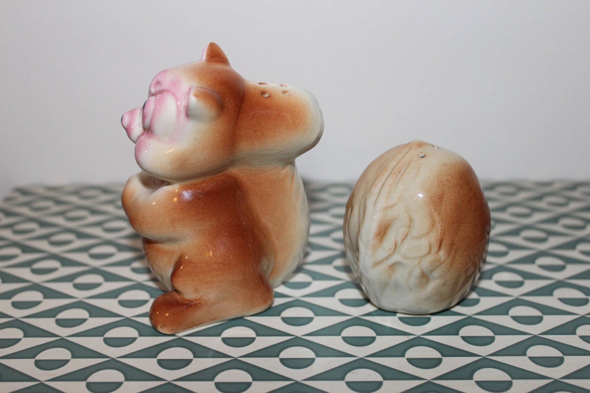 Vintage Ceramic Squirrel And Nut Salt And Pepper Shaker Set From The 1950's - Loom Vintage