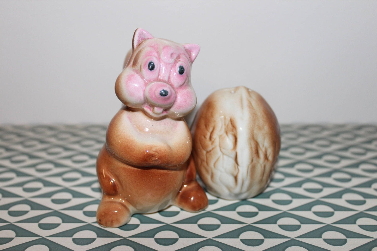 Vintage Ceramic Squirrel And Nut Salt And Pepper Shaker Set From The 1950's - Loom Vintage