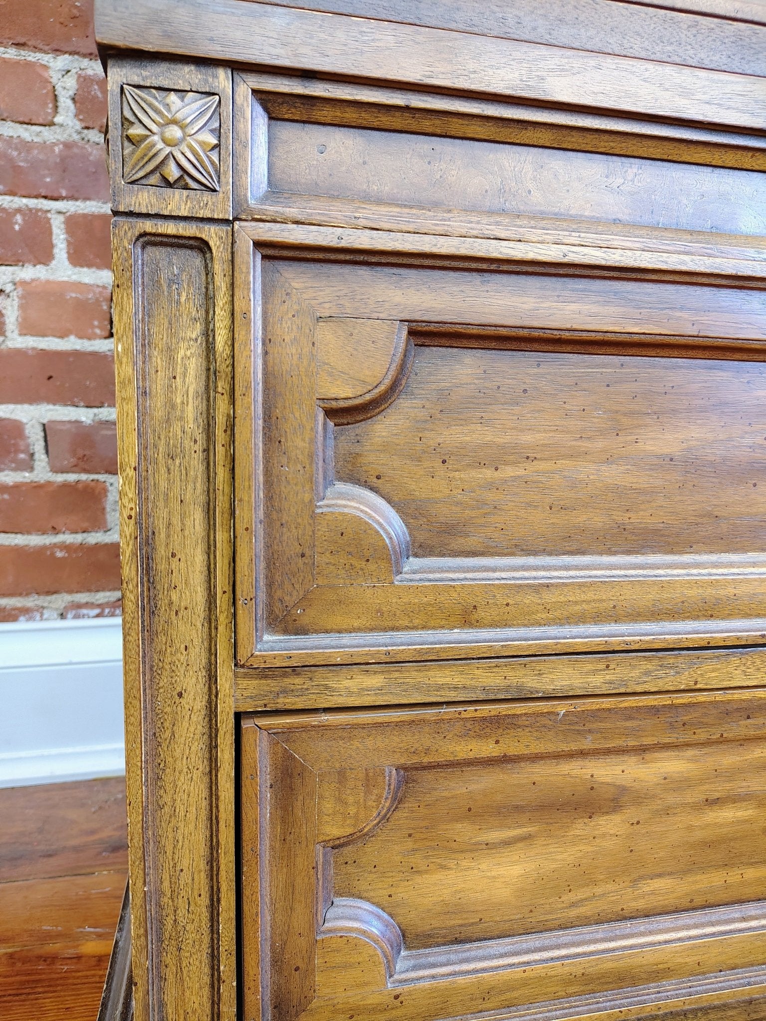 Vintage Chamberlain’s Two - Piece Wood Display Cabinet with Lighting - Loom Vintage