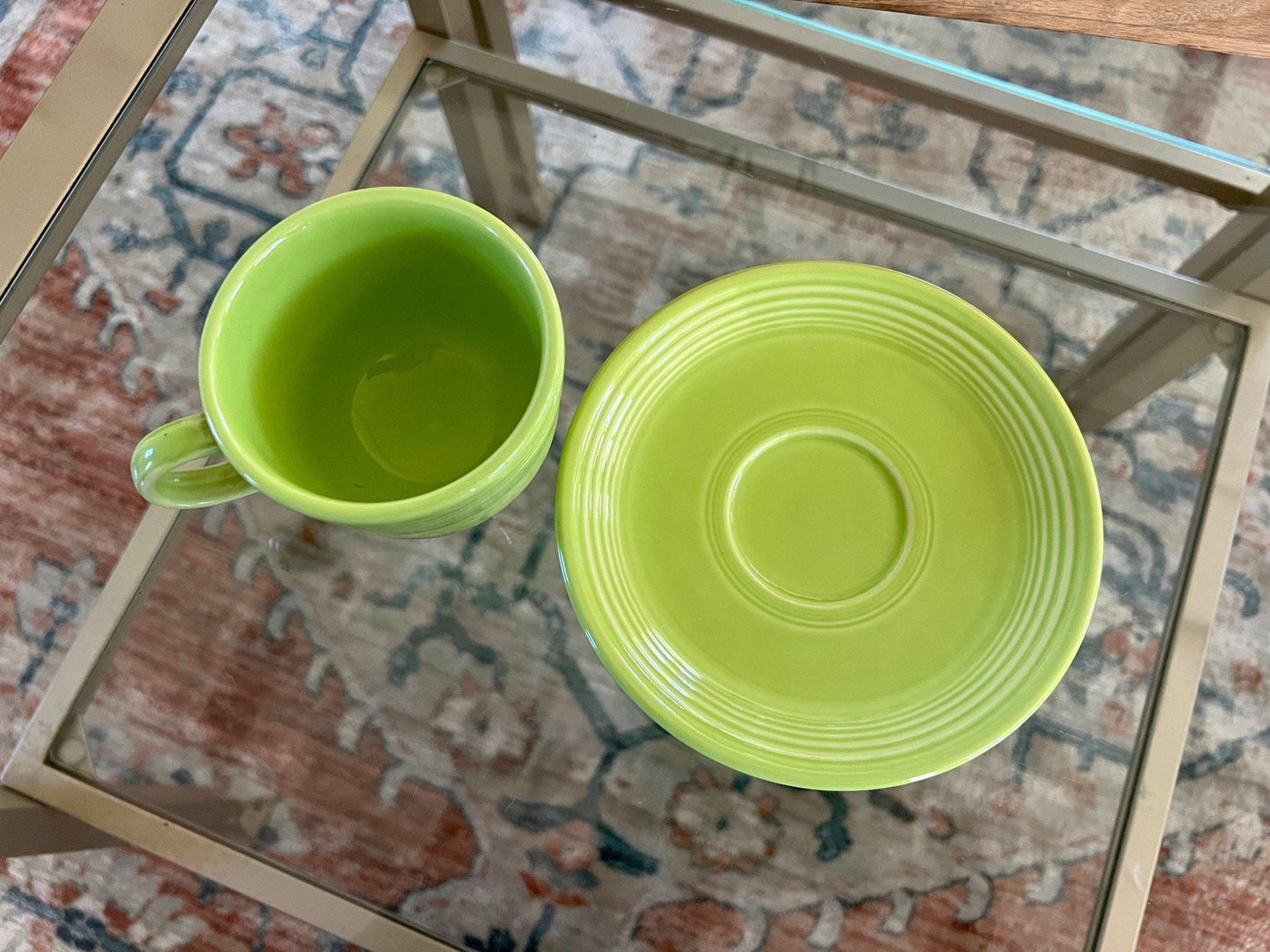 Vintage Chartreuse Fiesta Cup and Saucer Homer Laughlin - Loom Vintage