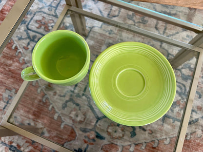 Vintage Chartreuse Fiesta Cup and Saucer Homer Laughlin - Loom Vintage