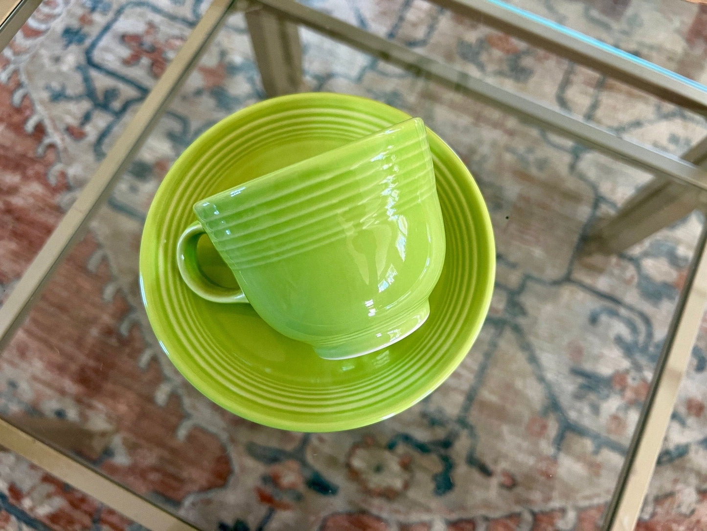Vintage Chartreuse Fiesta Cup and Saucer Homer Laughlin - Loom Vintage