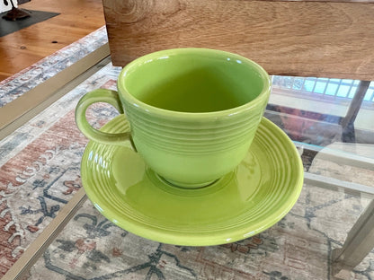 Vintage Chartreuse Fiesta Cup and Saucer Homer Laughlin - Loom Vintage
