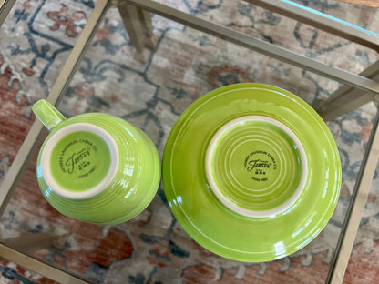 Vintage Chartreuse Fiesta Cup and Saucer Homer Laughlin - Loom Vintage