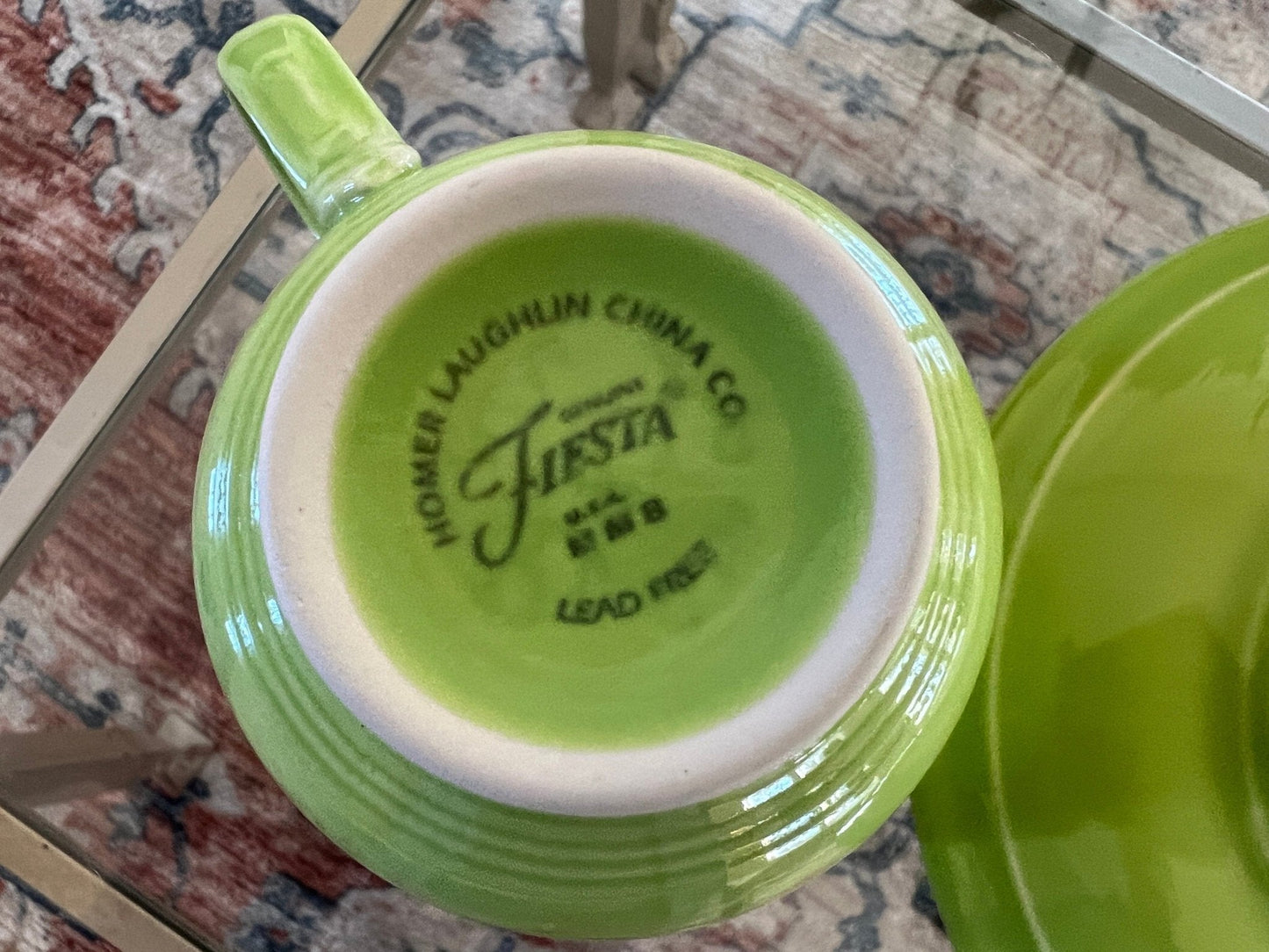 Vintage Chartreuse Fiesta Cup and Saucer Homer Laughlin - Loom Vintage