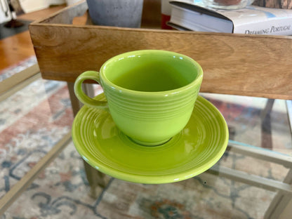 Vintage Chartreuse Fiesta Cup and Saucer Homer Laughlin - Loom Vintage