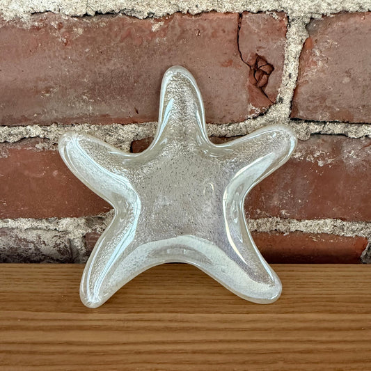 Vintage Clear Frosted Glass Starfish Trinket Dish Tray - Loom Vintage