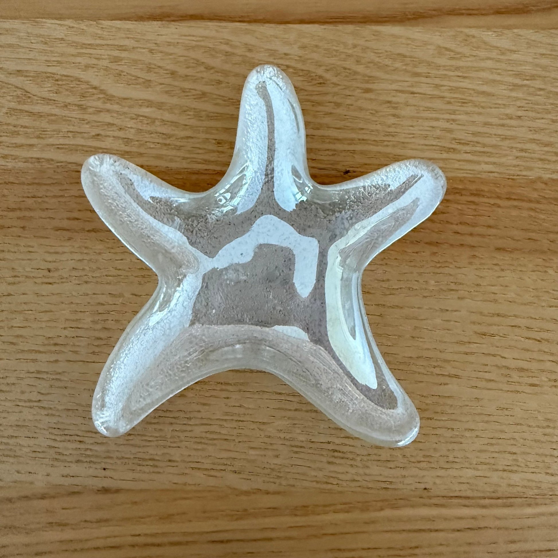 Vintage Clear Frosted Glass Starfish Trinket Dish Tray - Loom Vintage