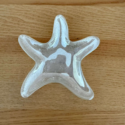 Vintage Clear Frosted Glass Starfish Trinket Dish Tray - Loom Vintage