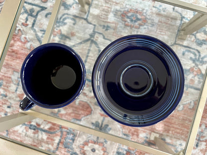 Vintage Cobalt Blue Fiesta Cup and Saucer Homer Laughlin - Loom Vintage