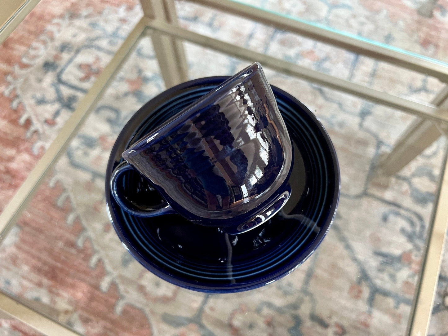 Vintage Cobalt Blue Fiesta Cup and Saucer Homer Laughlin - Loom Vintage