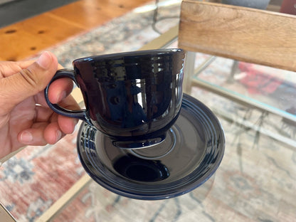 Vintage Cobalt Blue Fiesta Cup and Saucer Homer Laughlin - Loom Vintage