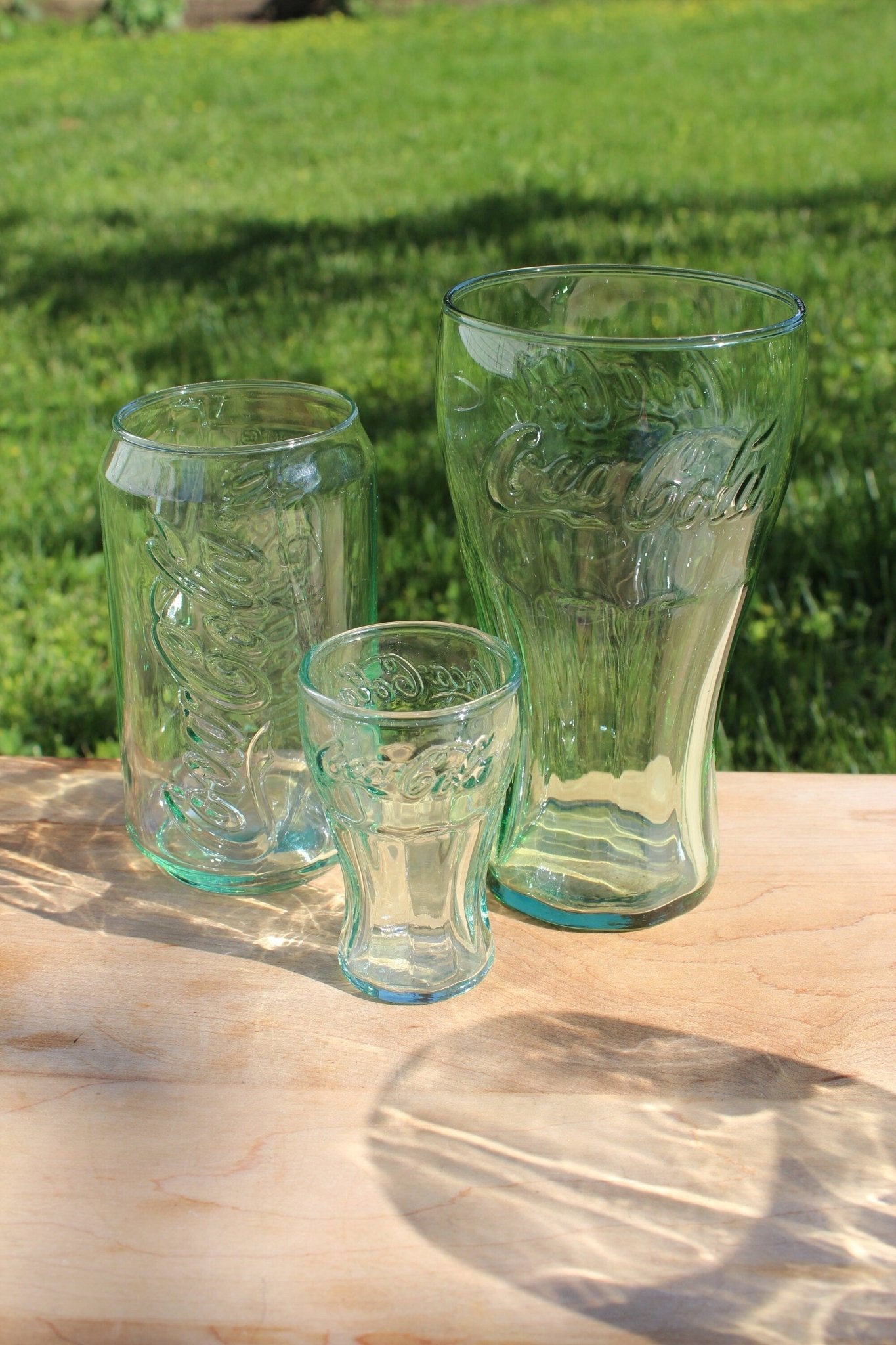 Vintage Coca - Cola Glasses, Set of 5 — Libbey 1970s Mini, Can Glass & Green Retro, Mixed Lot - Loom Vintage