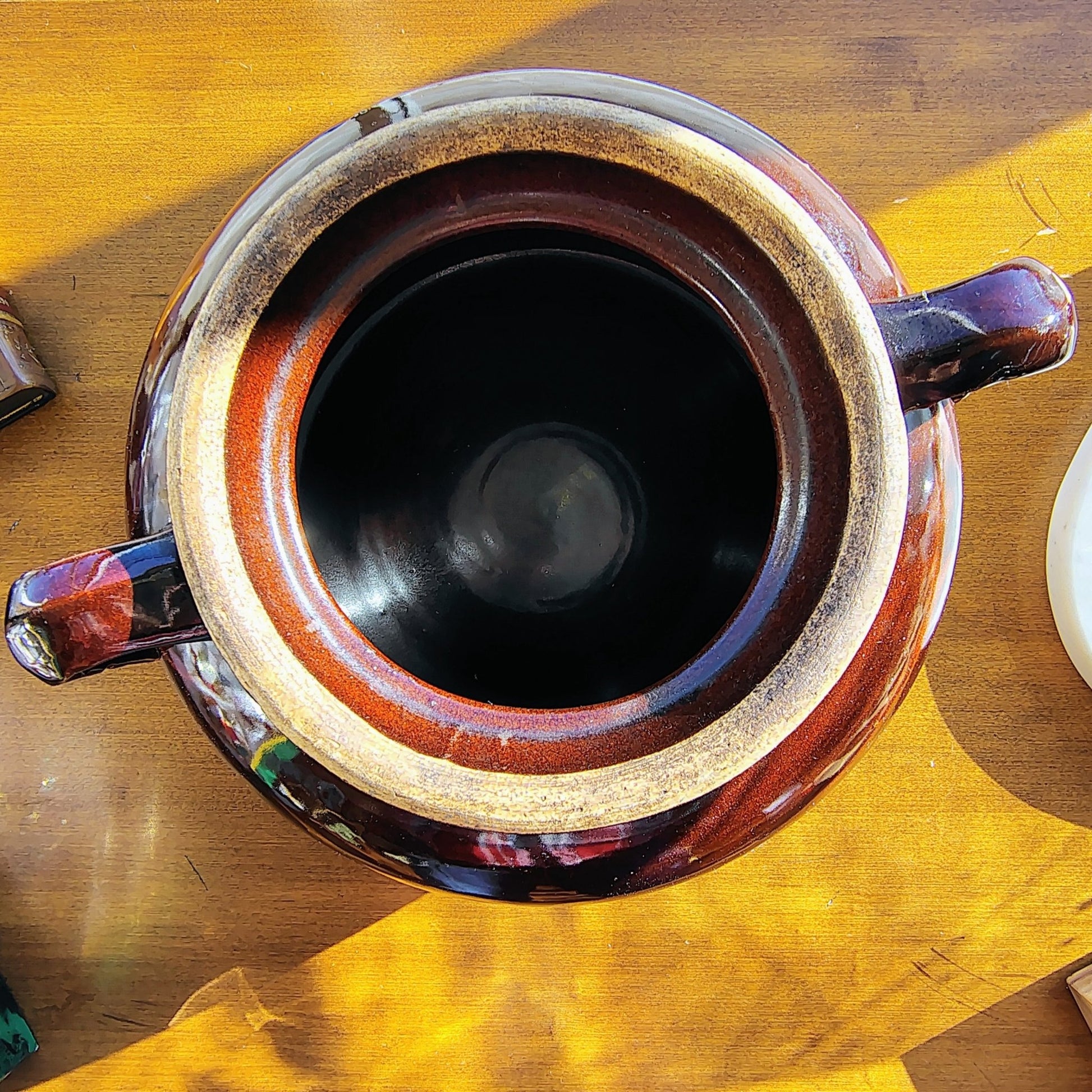 Vintage Crown Stoneware Two - Handle Crock – Brown Glaze & Salt Glaze, 10” x 7” - Loom Vintage