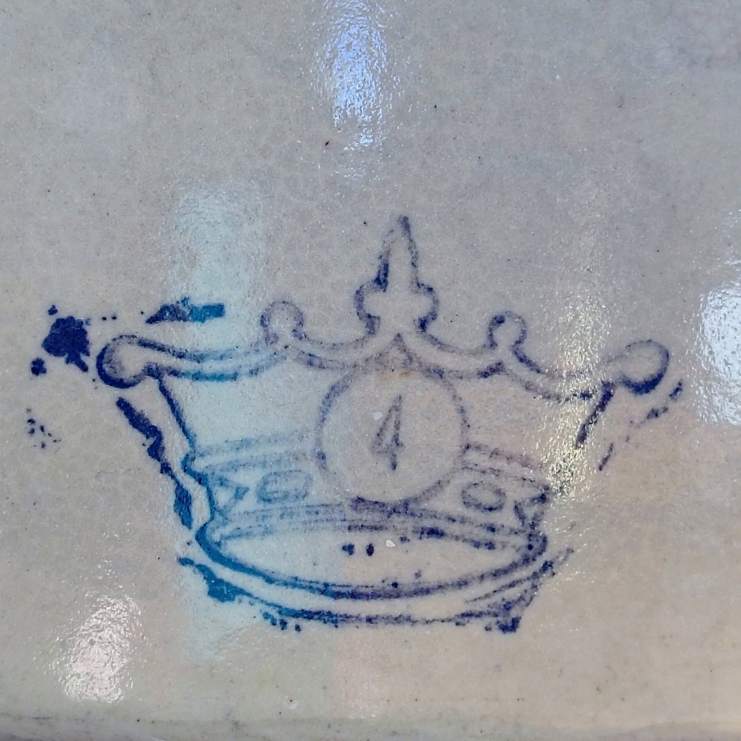 Vintage Crown Stoneware Two - Handle Crock – Brown Glaze & Salt Glaze, 10” x 7” - Loom Vintage