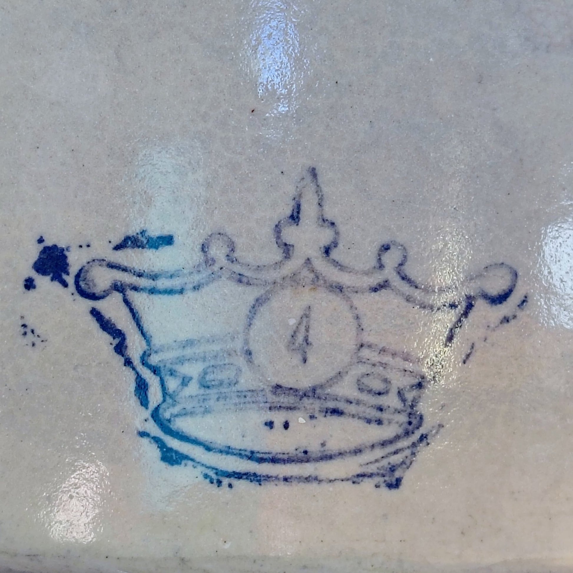 Vintage Crown Stoneware Two - Handle Crock – Brown Glaze & Salt Glaze, 10” x 7” - Loom Vintage