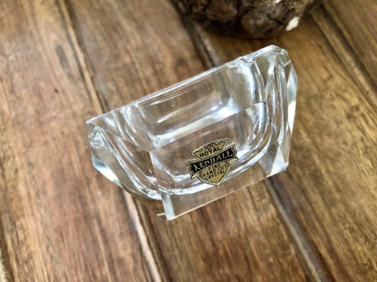 Vintage Crystal Art Deco Ashtray, Royal Kendall Fine Hand Cut Crystal, Japan, Small Spice Dish, Salt Cellar - Loom Vintage