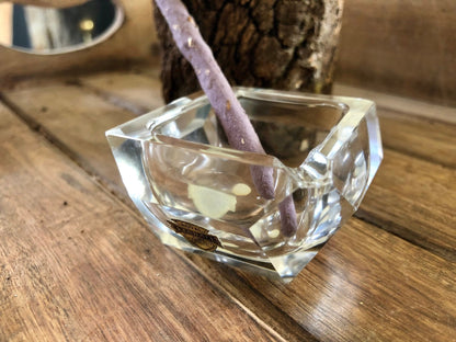 Vintage Crystal Art Deco Ashtray, Royal Kendall Fine Hand Cut Crystal, Japan, Small Spice Dish, Salt Cellar - Loom Vintage