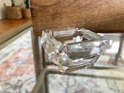 Vintage Crystal Art Deco Ashtray, Royal Kendall Fine Hand Cut Crystal, Japan, Small Spice Dish, Salt Cellar - Loom Vintage