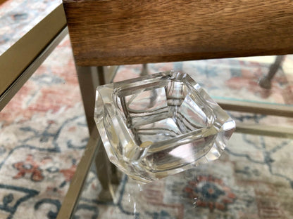 Vintage Crystal Art Deco Ashtray, Royal Kendall Fine Hand Cut Crystal, Japan, Small Spice Dish, Salt Cellar - Loom Vintage