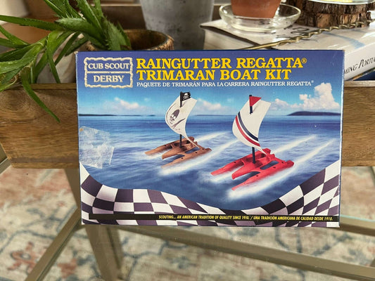 Vintage Cub Scout Derby Raingutter Regatta Trimaran Boat Kit No. 612513 - Loom Vintage