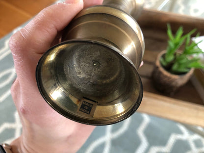 Vintage Designer Etched Brass Vase, Floral Brass Vase, Art - Loom Vintage