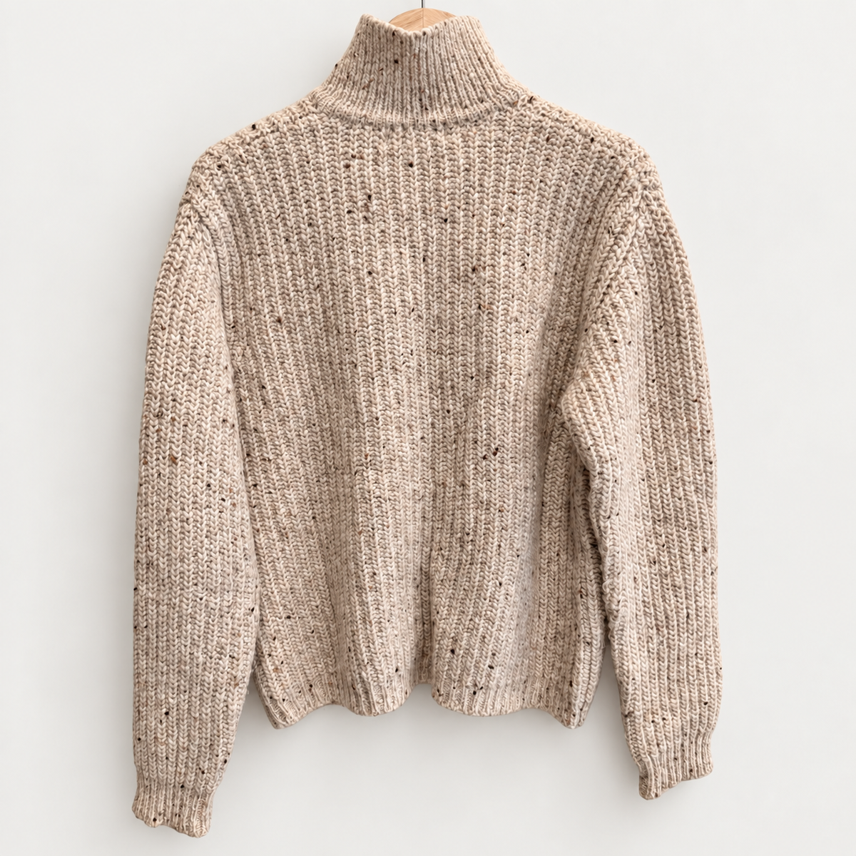 Vintage Eddie Bauer oatmeal chunky ribbed wool cardigan, photo 5 of 7
