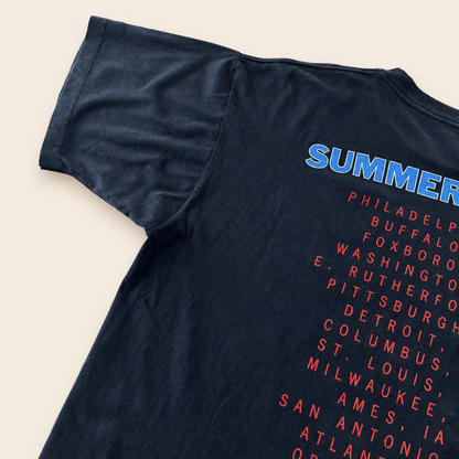 Back left sleeve and tour date list of vintage 1994 Face to Face all-over-print t-shirt