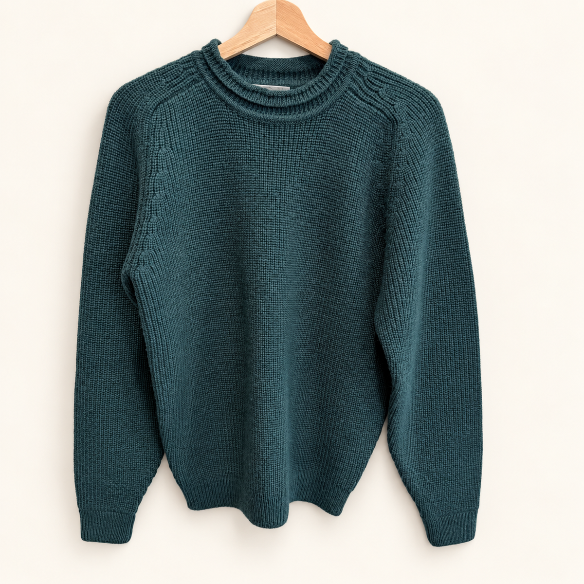 Vintage EMS forest green wool roll-neck sweater, photo 1 of 6
