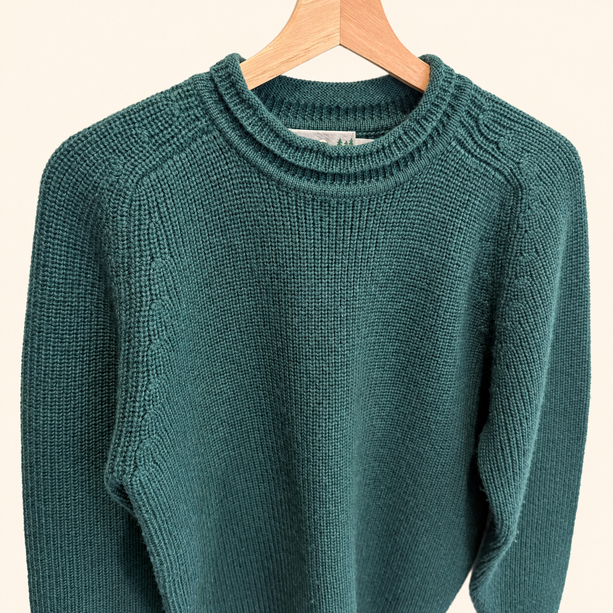 Vintage EMS forest green wool roll-neck sweater, photo 2 of 6