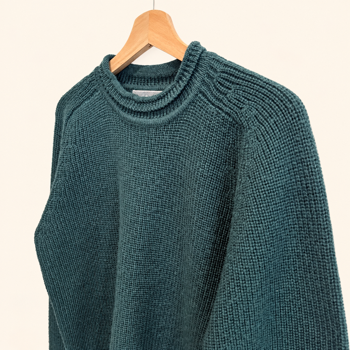 Vintage EMS forest green wool roll-neck sweater, photo 3 of 6