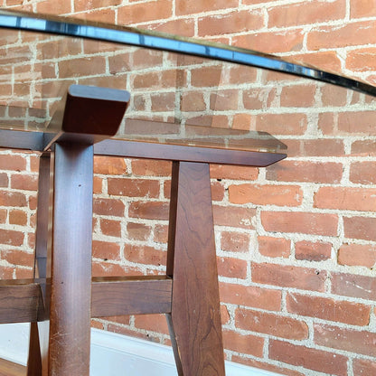 Vintage Ethan Allen American Impressions Round Glass Dining Table - Loom Vintage