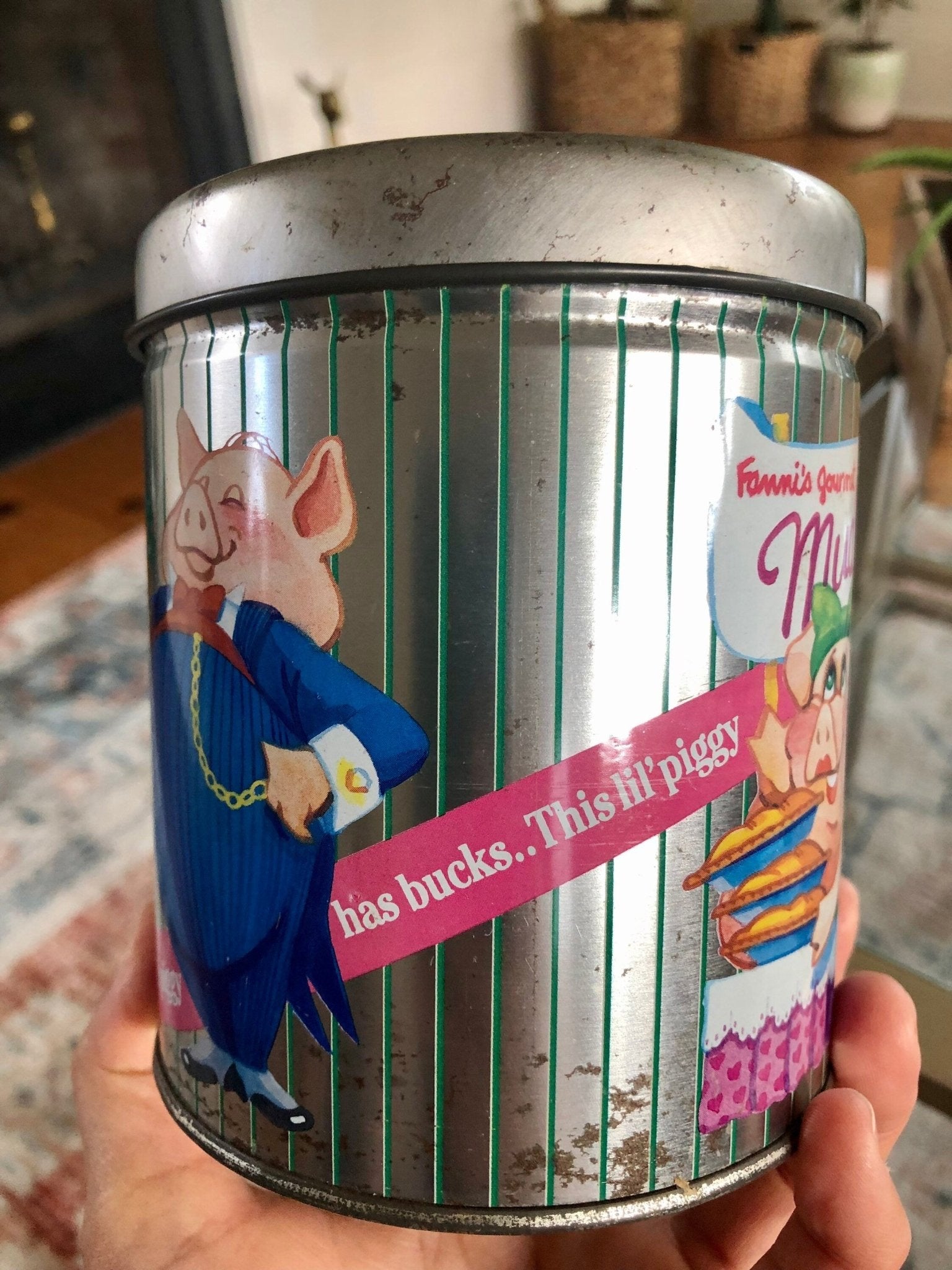 Vintage Fanni's Gourmet Mud Pies Tin Coin Bank - Loom Vintage