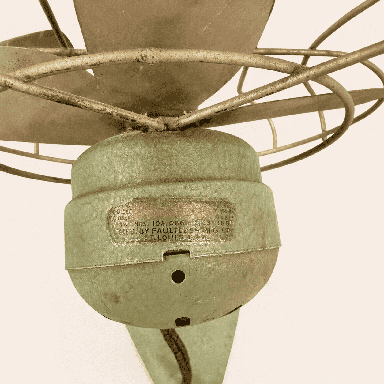 Faultless Manufacturing Co. St. Louis maker's label on the fan motor housing