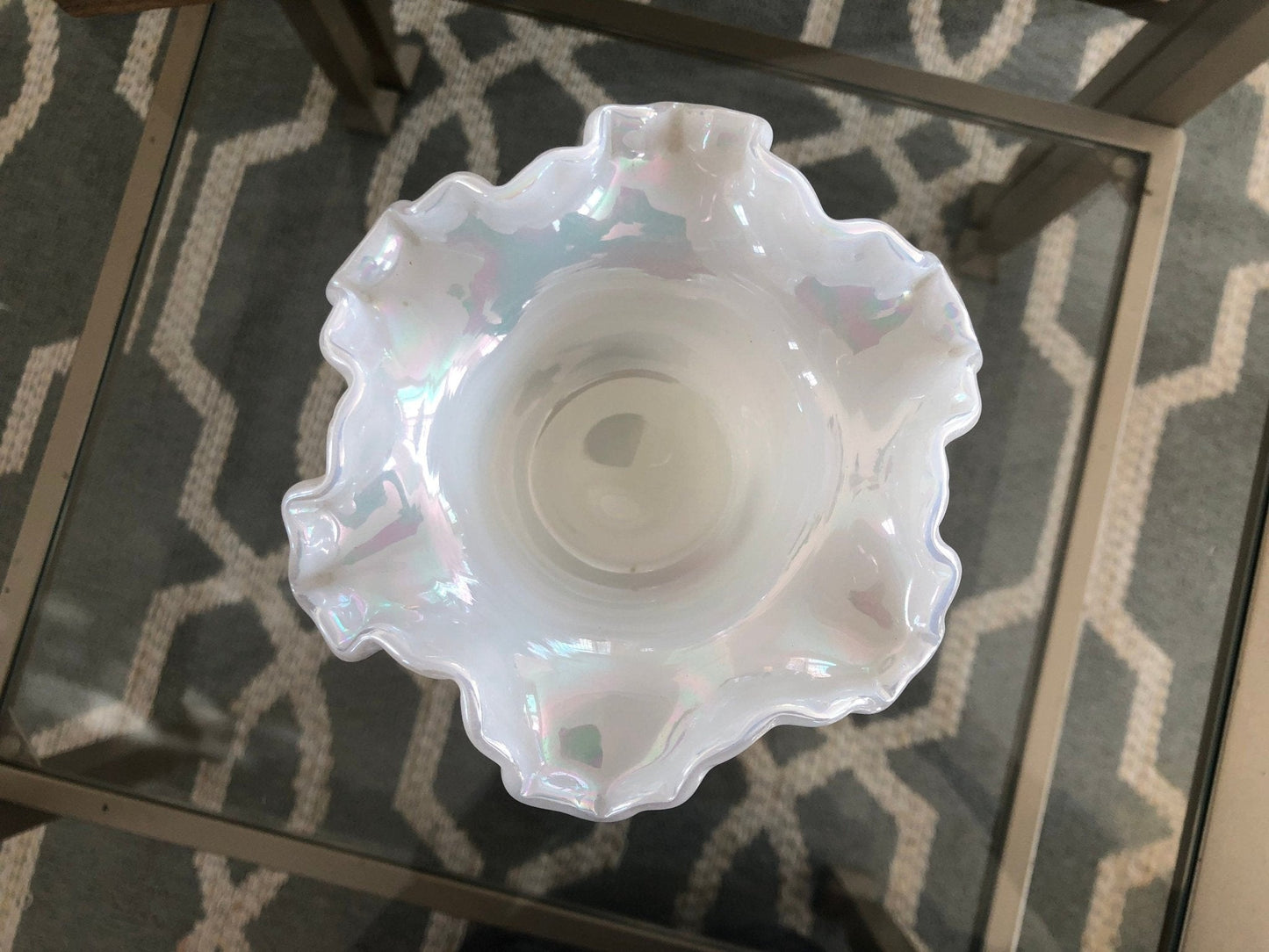 Vintage Fenton Hand Painted Ruffled Pedestal Dish - Loom Vintage