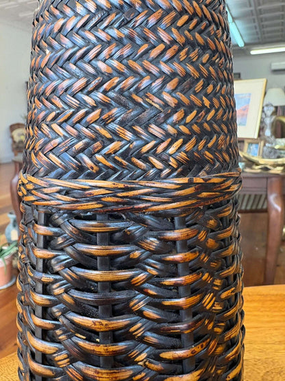 Vintage Filipino “Sibat” Basket with Hardwood Base, Palawan, Philippines - Loom Vintage