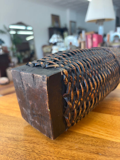 Vintage Filipino “Sibat” Basket with Hardwood Base, Palawan, Philippines - Loom Vintage