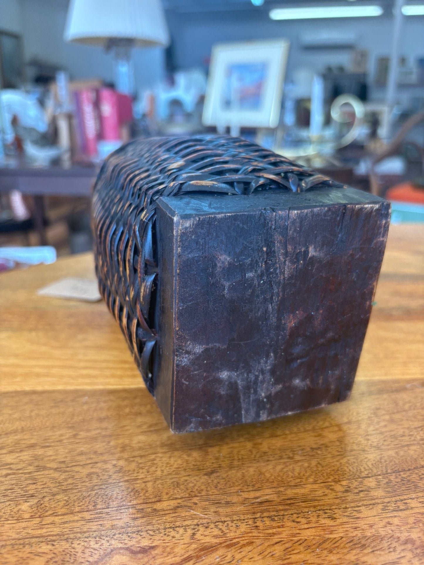 Vintage Filipino “Sibat” Basket with Hardwood Base, Palawan, Philippines - Loom Vintage