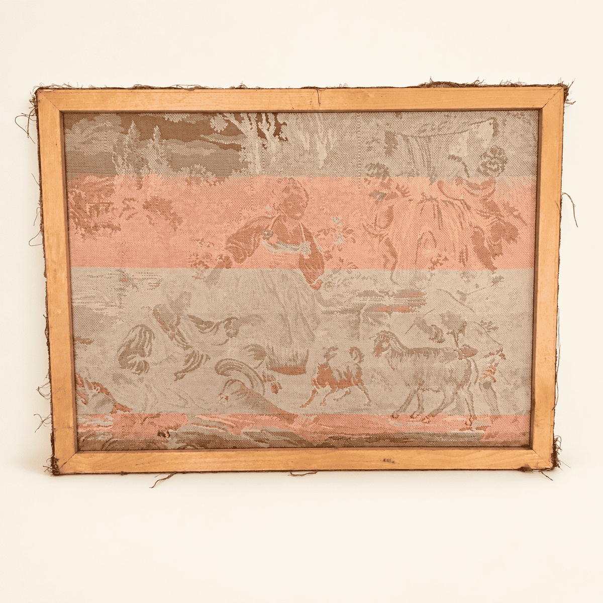 Back of the vintage jacquard tapestry showing the reverse weave