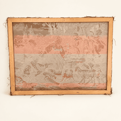 Back of the vintage jacquard tapestry showing the reverse weave