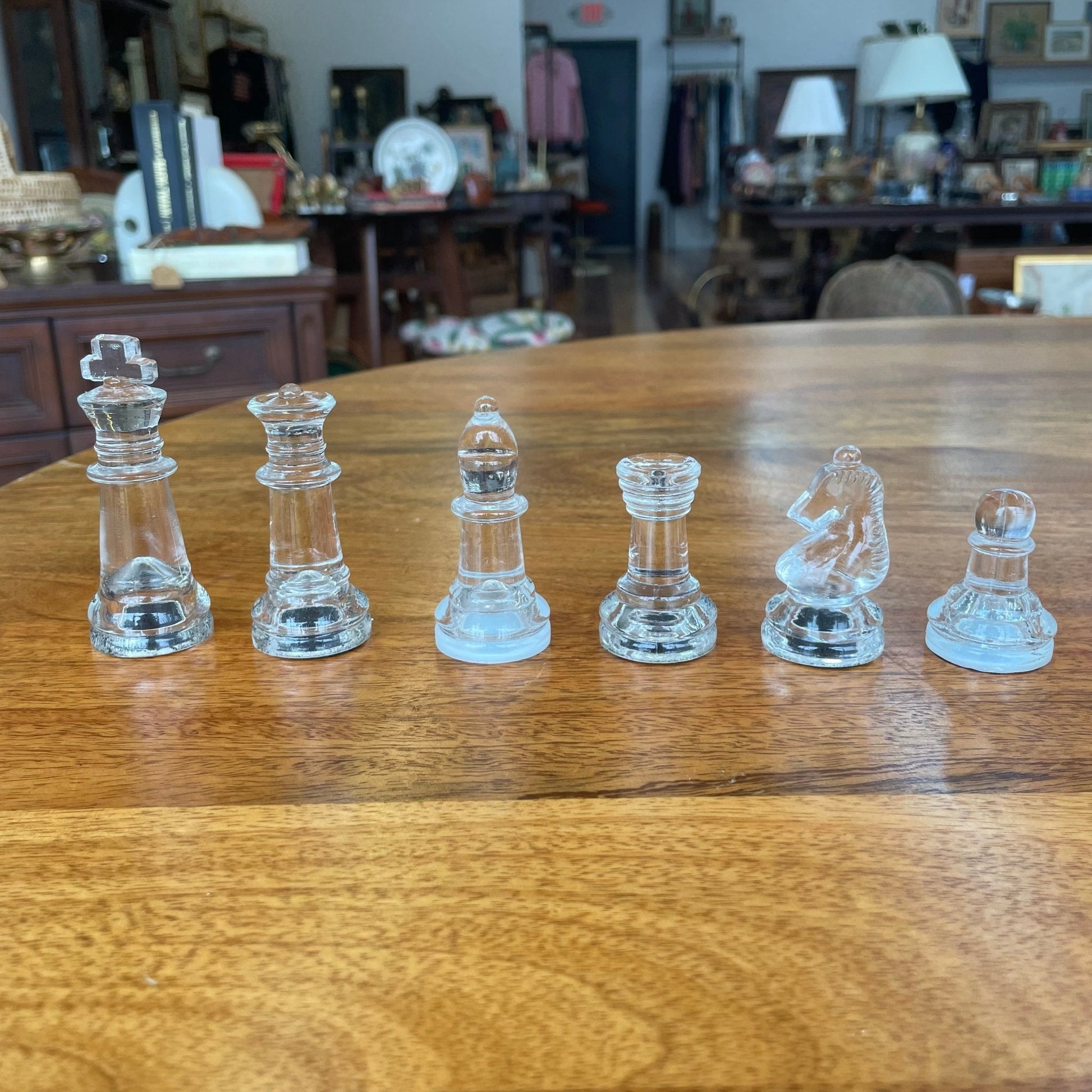 Vintage Frosted & Clear Glass Chess Set – Beveled 14.5″ Board w/ Case - Loom Vintage