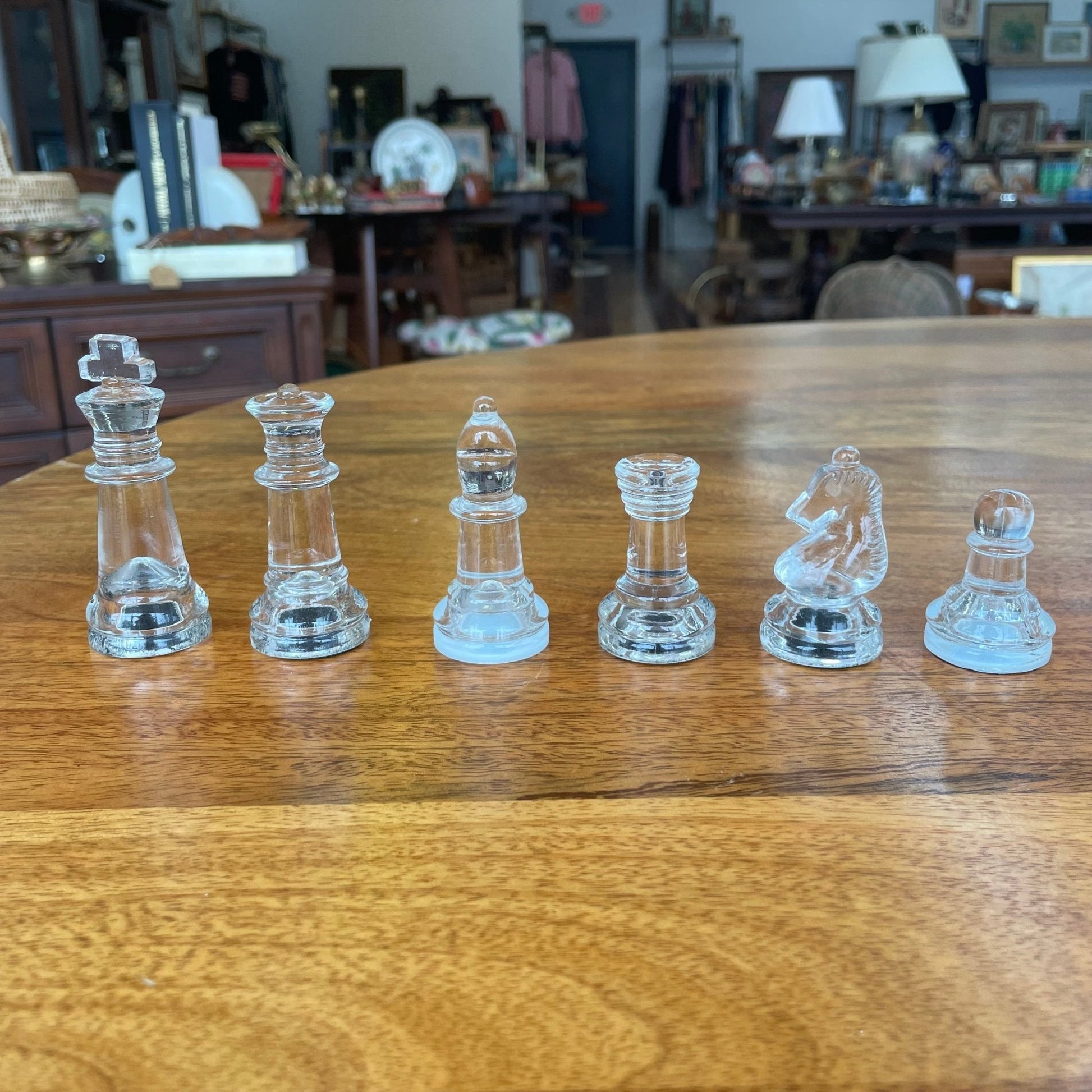 Vintage Frosted & Clear Glass Chess Set – Beveled 14.5″ Board w/ Case - Loom Vintage