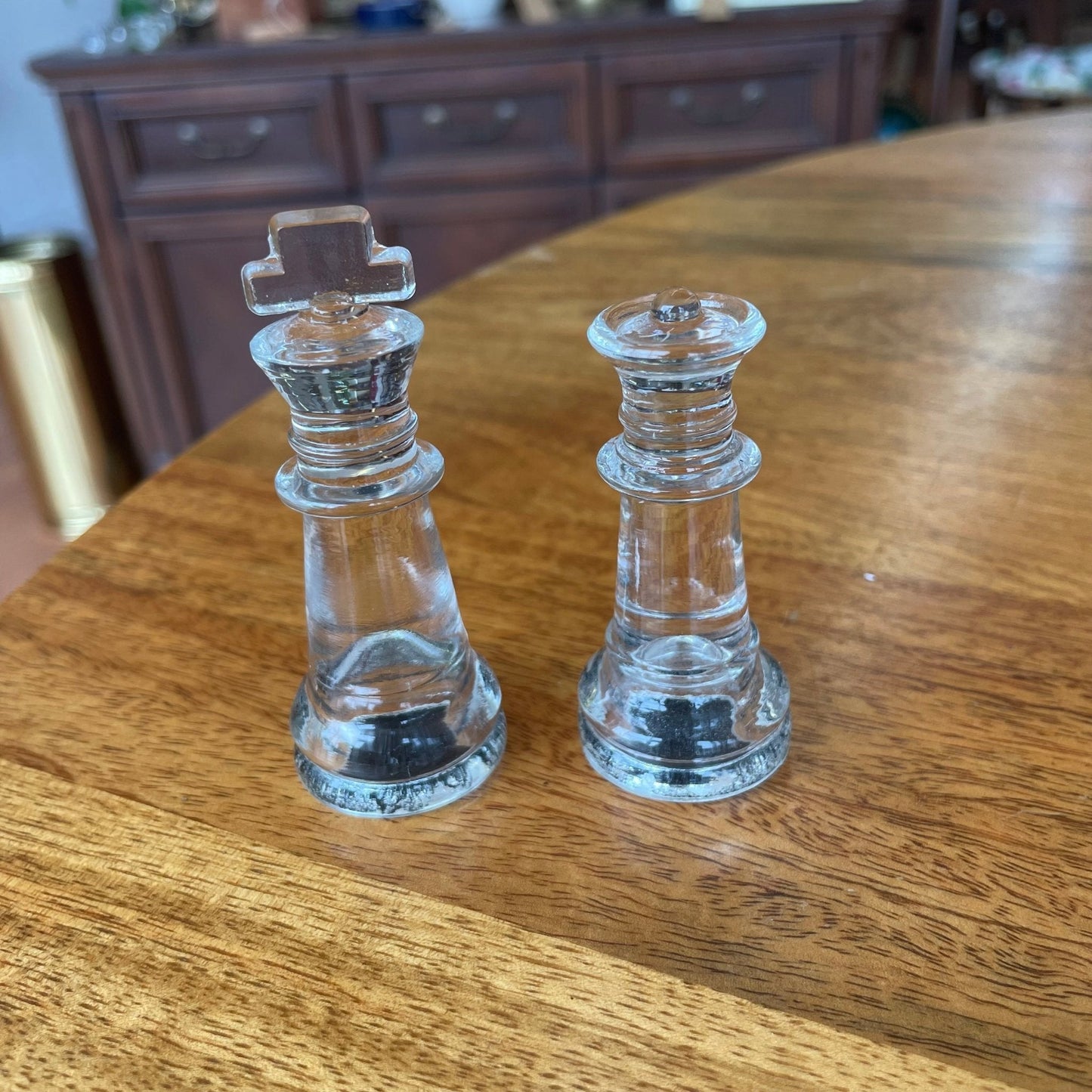 Vintage Frosted & Clear Glass Chess Set – Beveled 14.5″ Board w/ Case - Loom Vintage