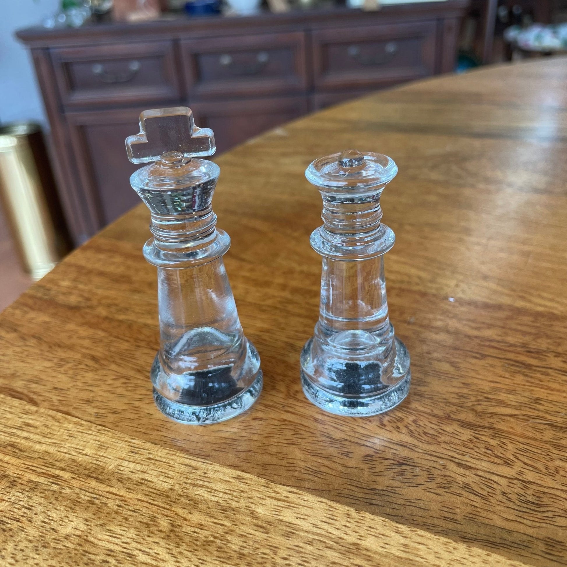 Vintage Frosted & Clear Glass Chess Set – Beveled 14.5″ Board w/ Case - Loom Vintage